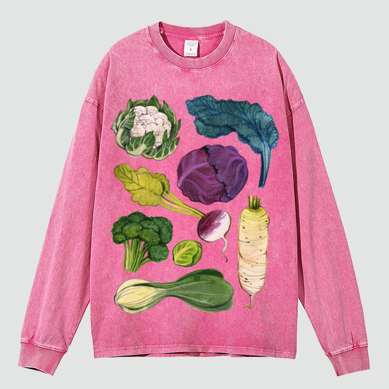 Vegetable Wars Unisex Washed Long Sleeve T-shirt