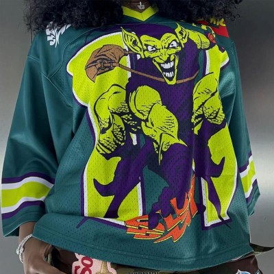 Green Elf Casual Mesh Stitching Jersey