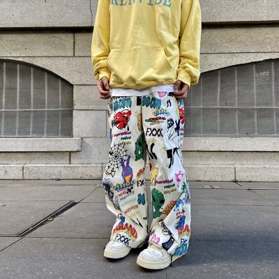 Vintage Colorful Graffiti Casual Pants