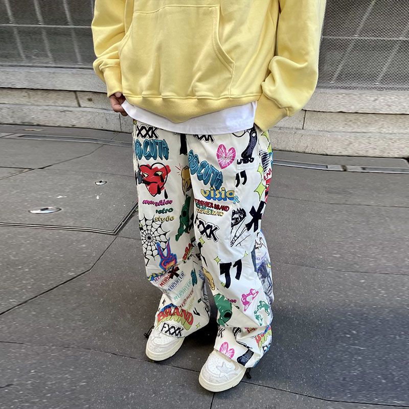 Vintage Colorful Graffiti Casual Pants