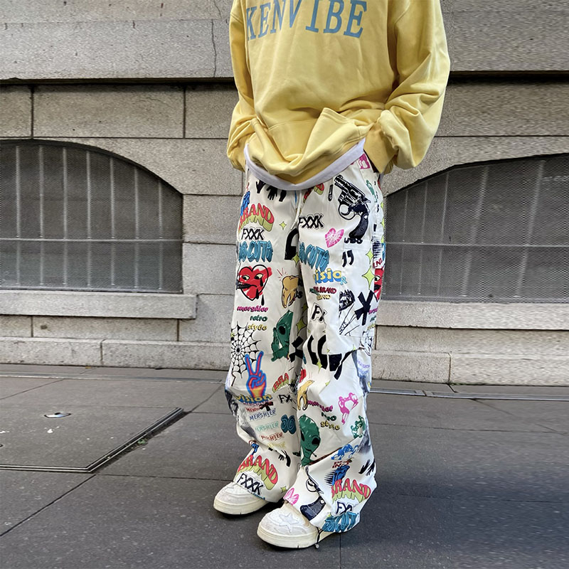 Vintage Colorful Graffiti Casual Pants