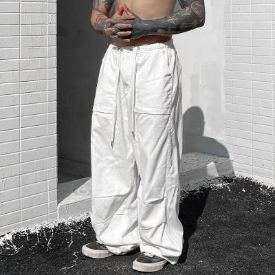 Hip Hop Solid Color Drawstring Casual Pants