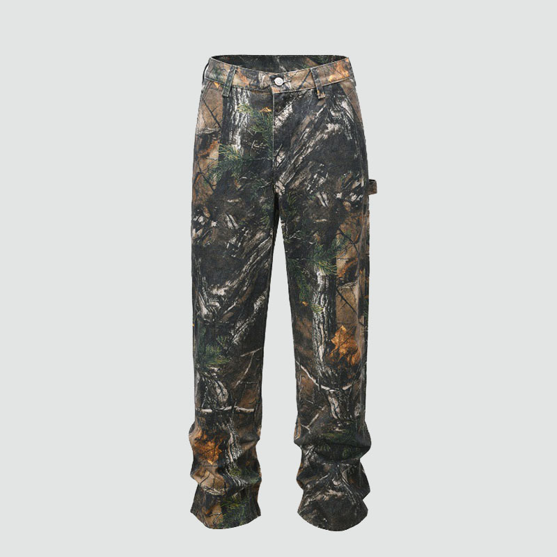 Vintage Twig Camouflage Workwear Casual Pants