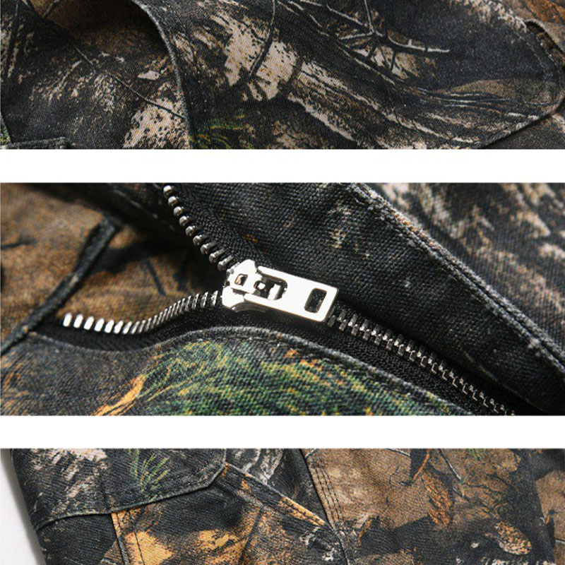 Vintage Twig Camouflage Workwear Casual Pants