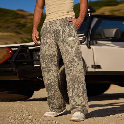 Vintage Camouflage Printed Jogger Casual Pants