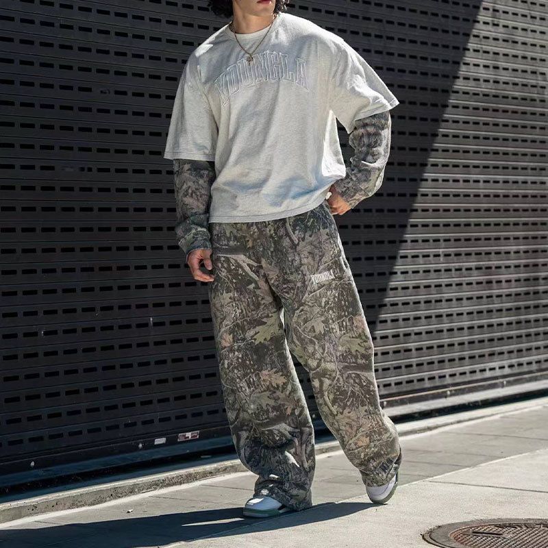 Vintage Camouflage Printed Jogger Casual Pants