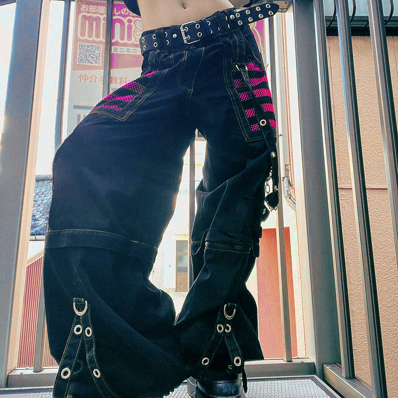 Y2K Gothic Stripe Patchwork Casual Pants