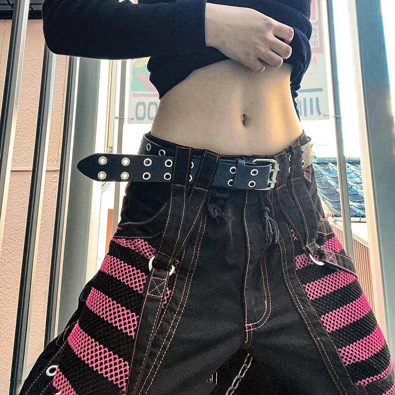 Y2K Gothic Stripe Patchwork Casual Pants