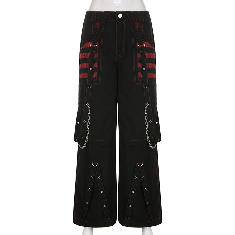 Y2K Gothic Stripe Patchwork Casual Pants