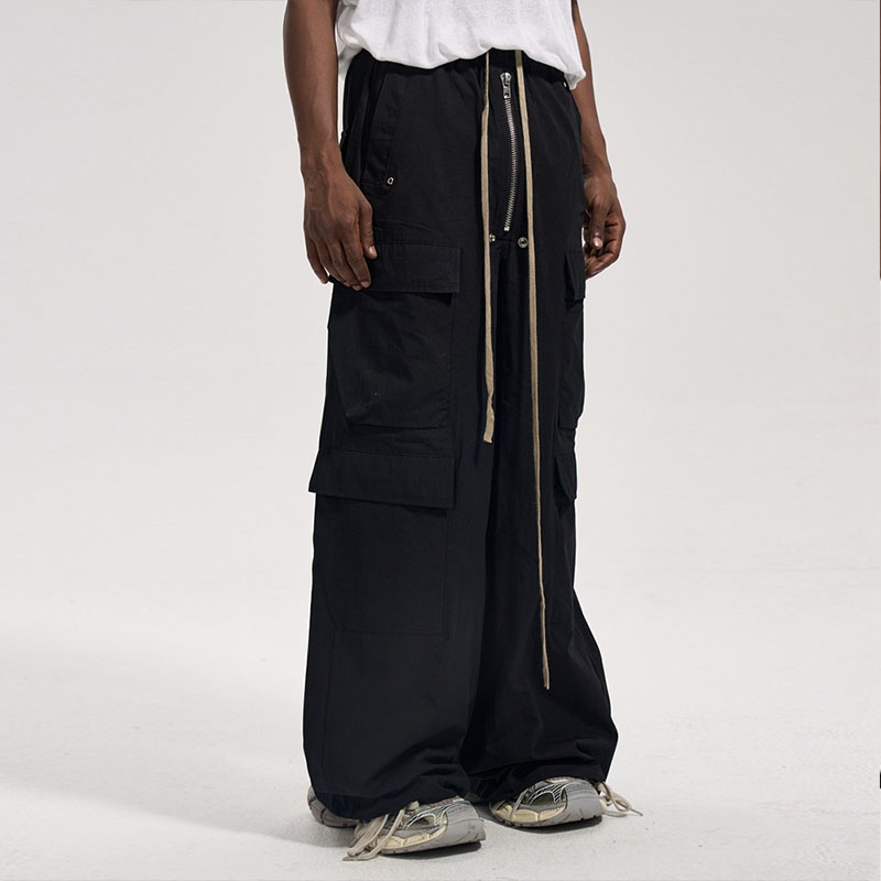 Dark Vintage Zipper Pocket Casual Pants