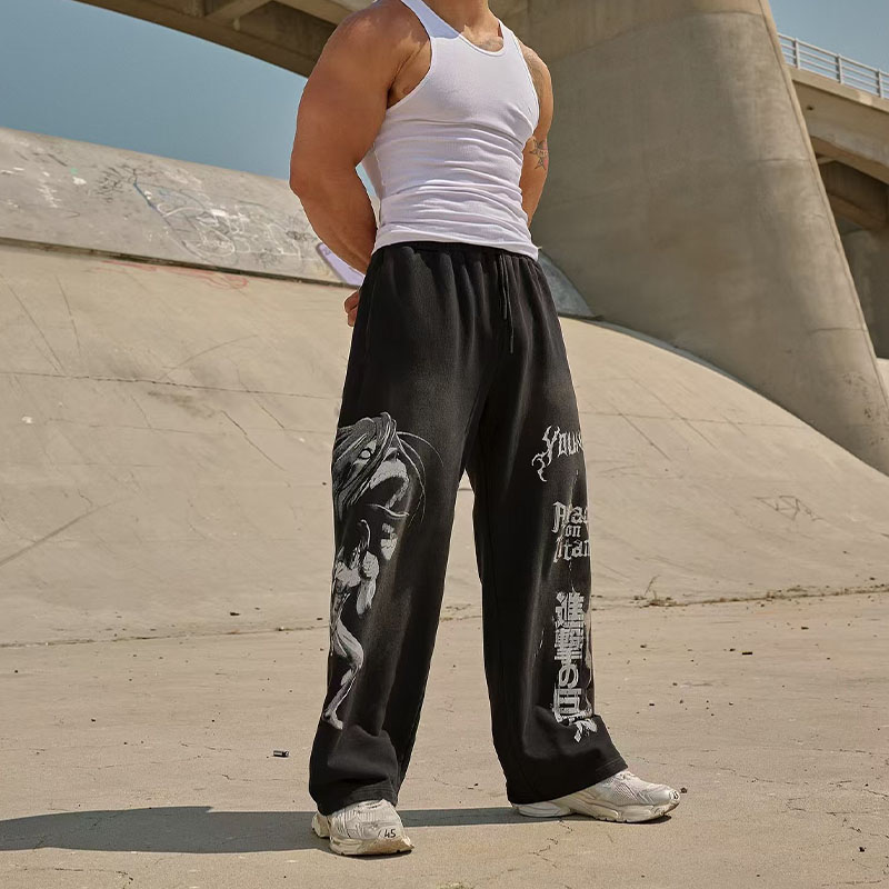 Anime Printed Cotton Jogging Pants