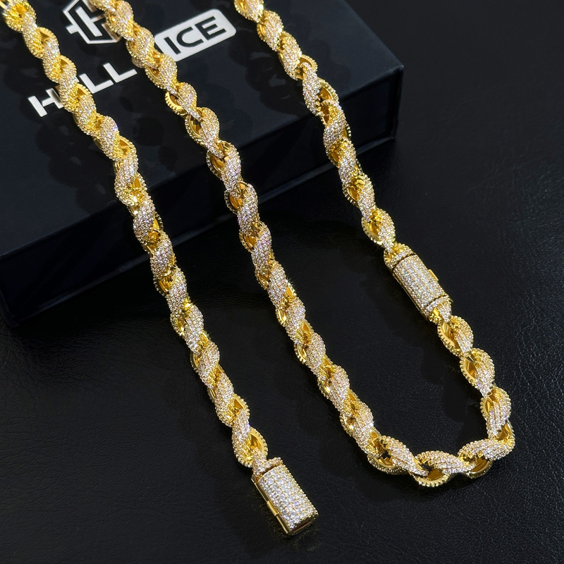 8mm Iced Out Rope Chain and Bracelet Set