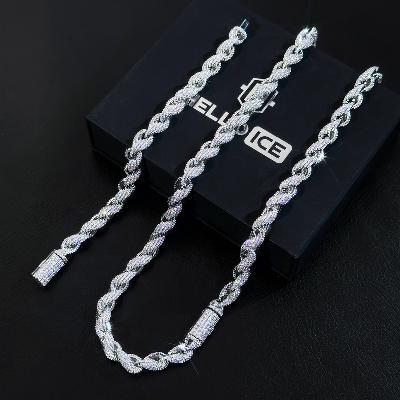 8mm Iced Out Rope Chain and Bracelet Set