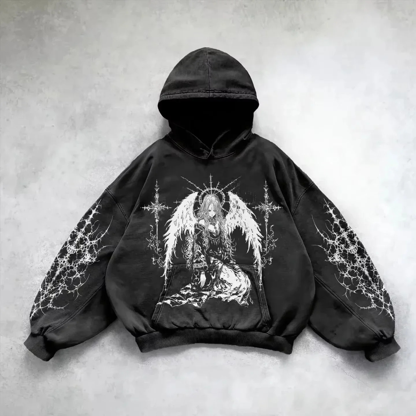 Goth Retro Print Hoodie