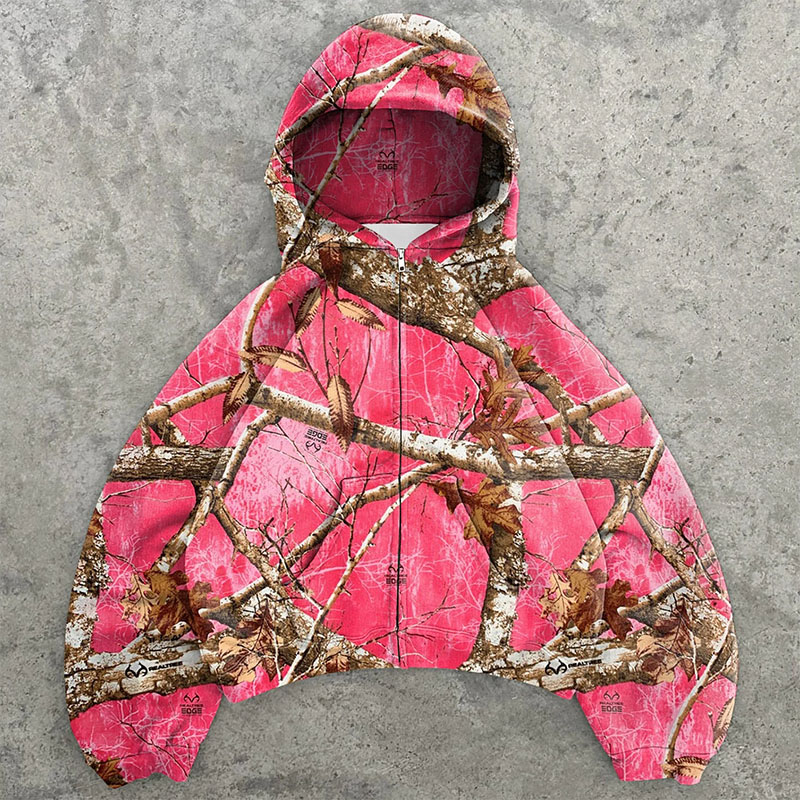 Y2K Vintage Desert Camo Zip Hoodie