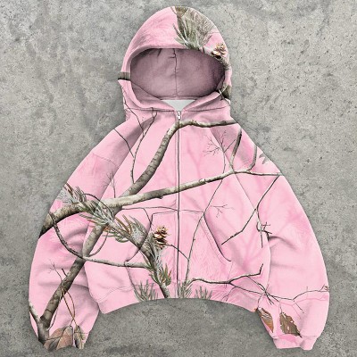 Y2K Vintage Desert Camo Zip Hoodie