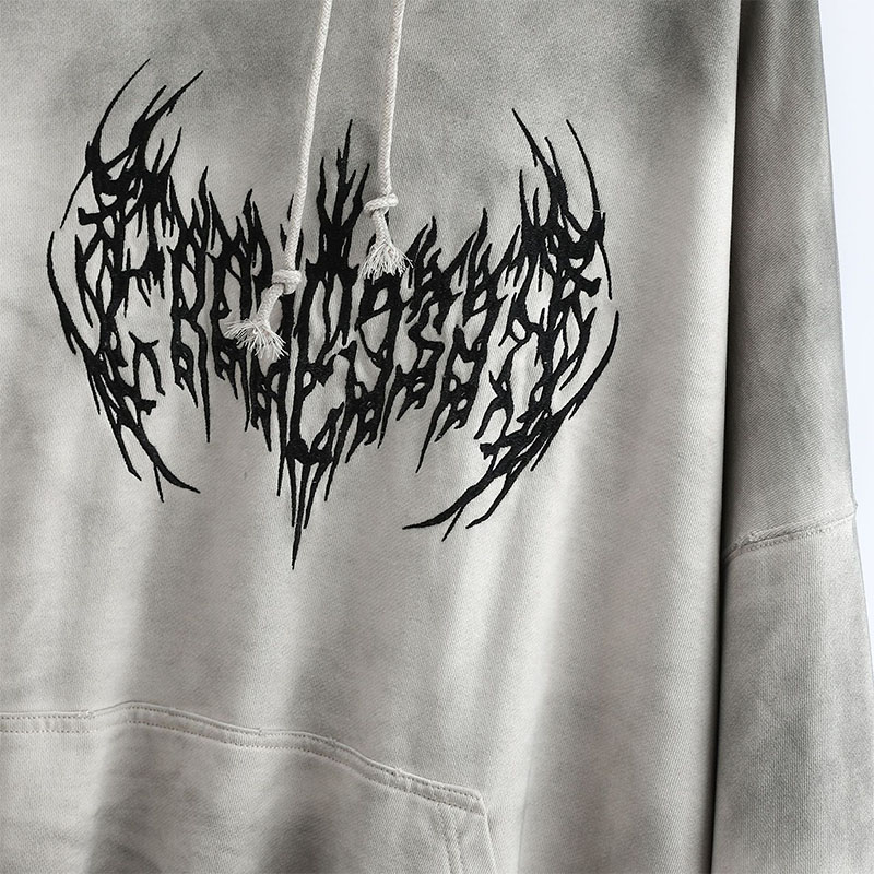 Washed and Aged Embroidered Hoodie