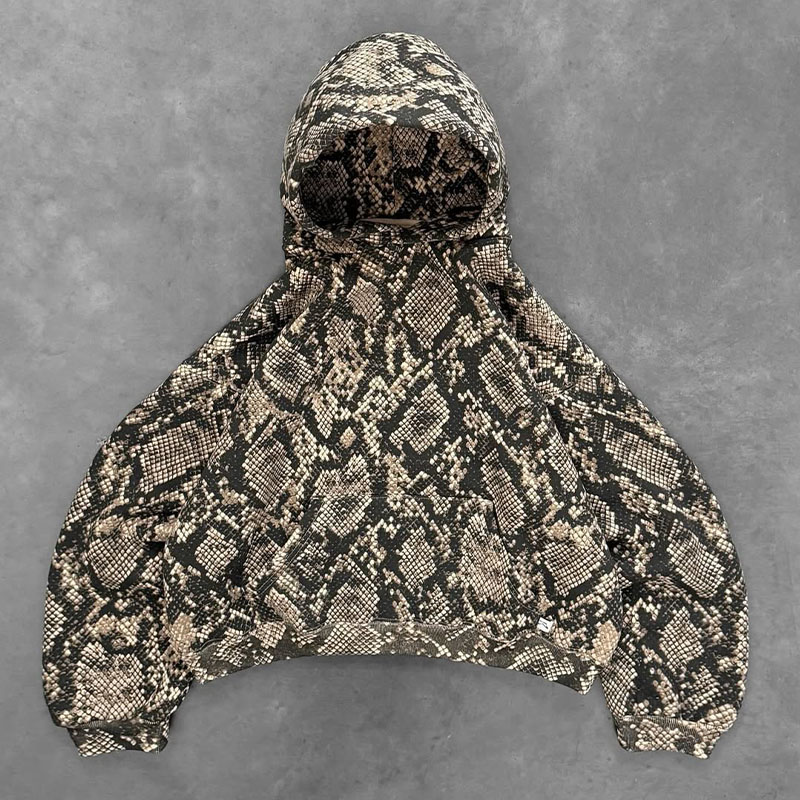 Hip Hop Snake Print Hoodie