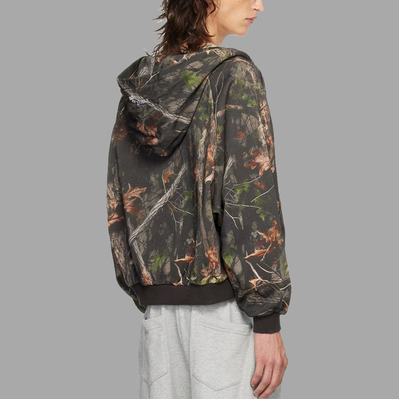 Hip Hop Camouflage Print Zip Hoodie