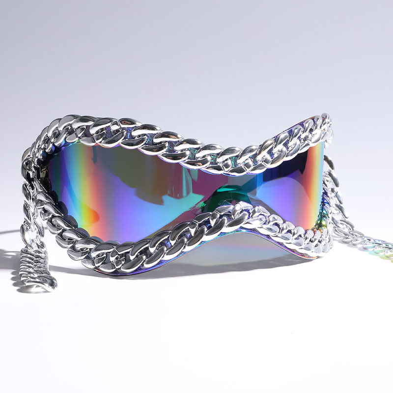 Y2K Futuristic Metal Chain Sunglasses