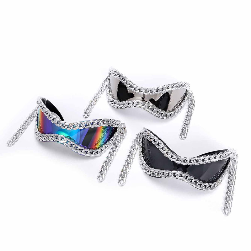 Y2K Futuristic Metal Chain Sunglasses