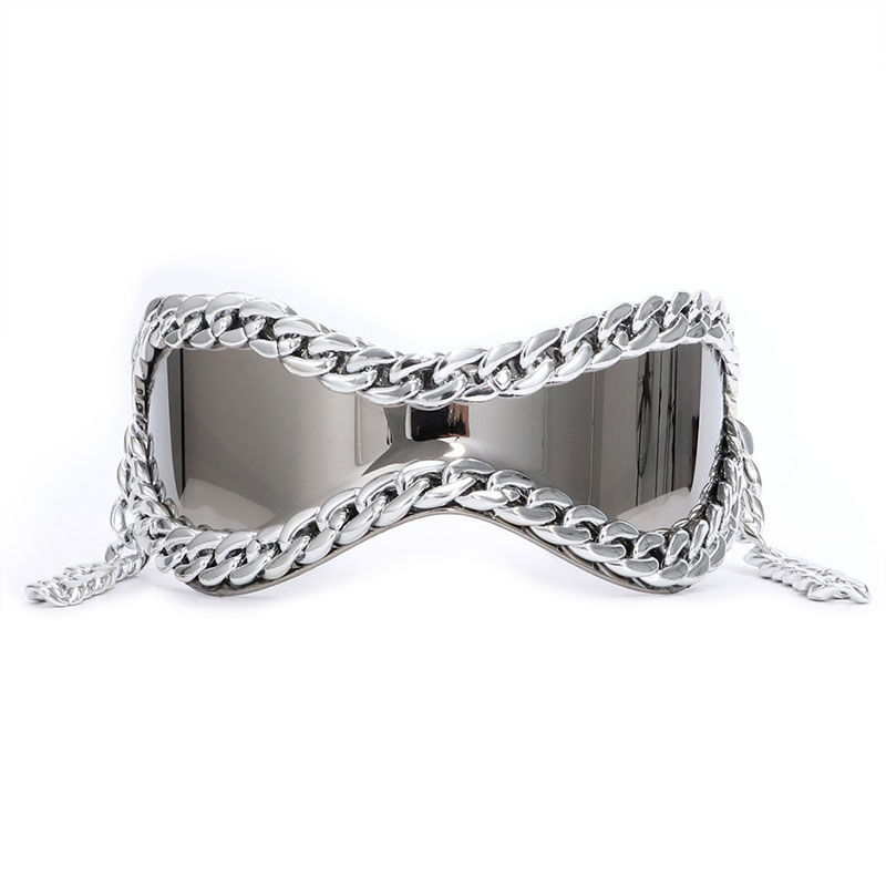 Y2K Futuristic Metal Chain Sunglasses