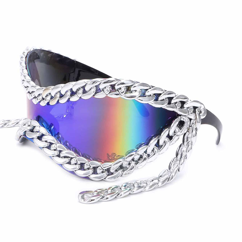 Y2K Futuristic Metal Chain Sunglasses