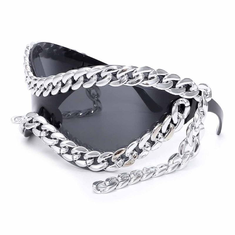 Y2K Futuristic Metal Chain Sunglasses