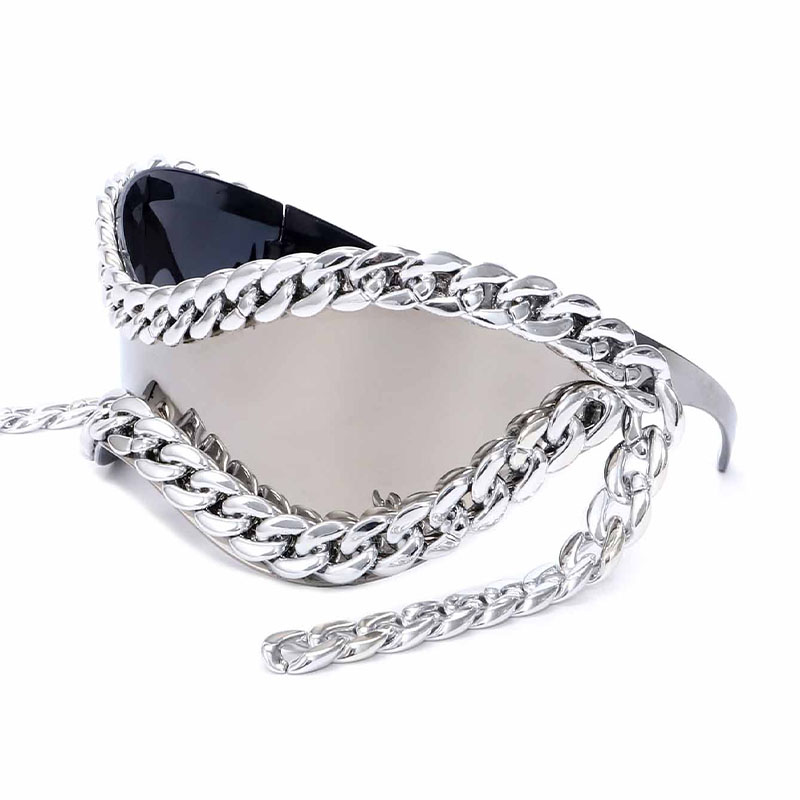 Y2K Futuristic Metal Chain Sunglasses