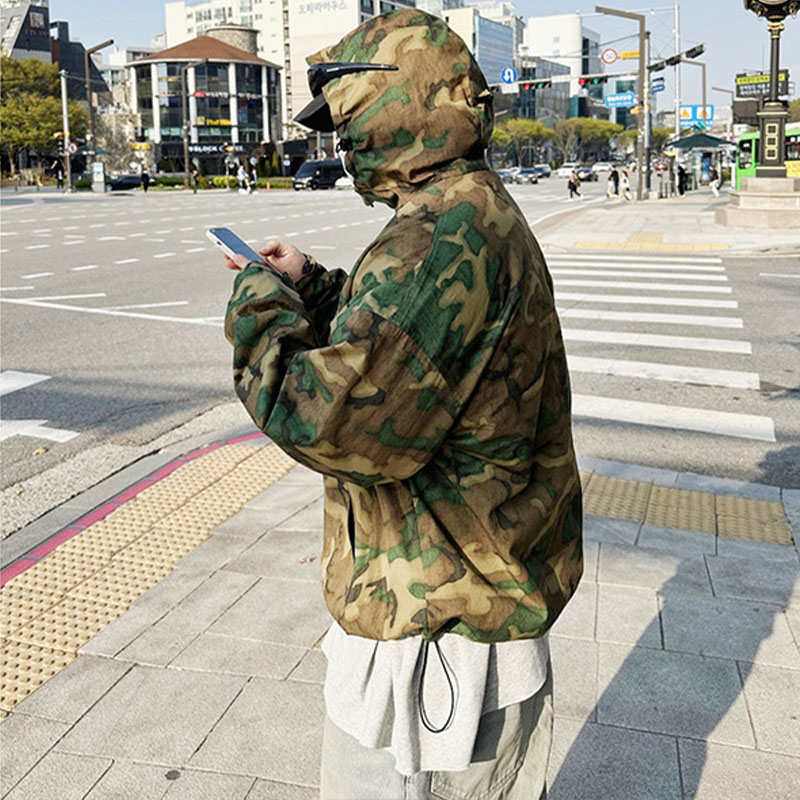 Vintage Jungle Camo Zipper Hooded Jacket