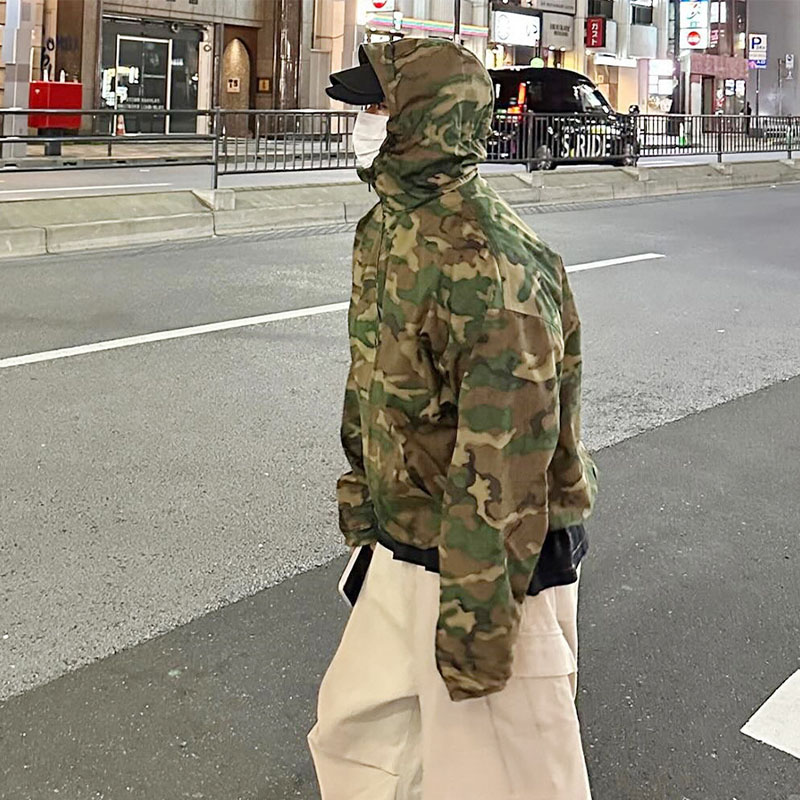 Vintage Jungle Camo Zipper Hooded Jacket