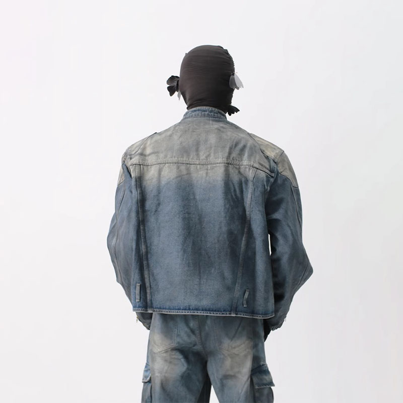 Aged Patchwork Washed Denim Jacket