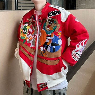 Cartoon Print Varsity Jacket