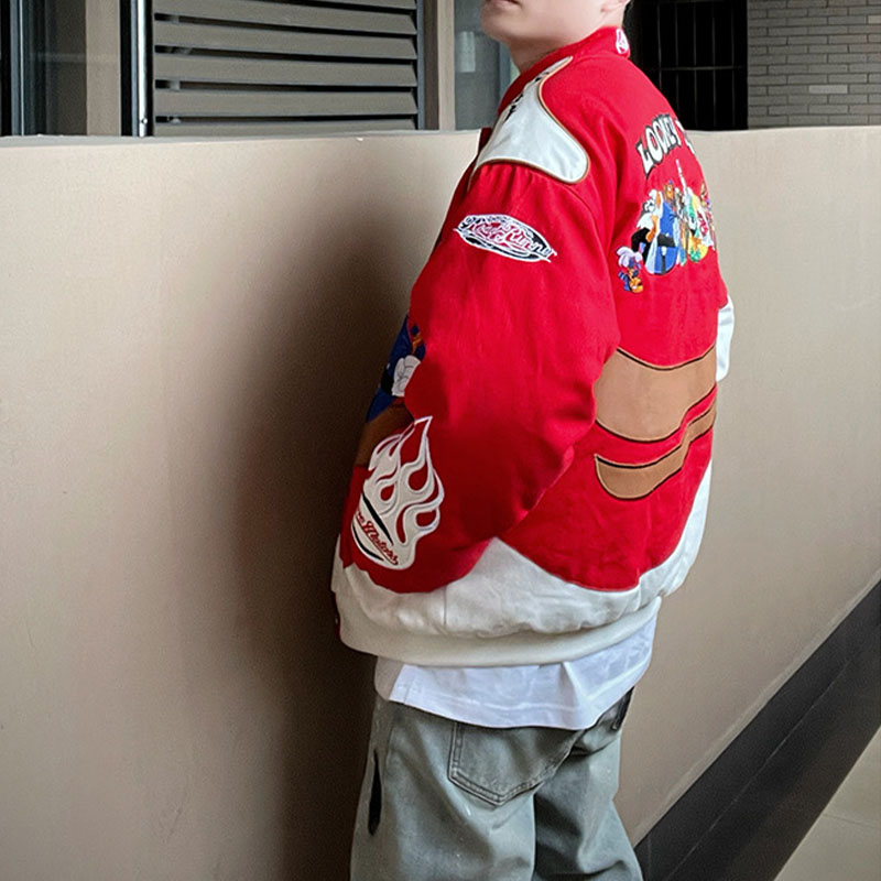 Cartoon Print Varsity Jacket