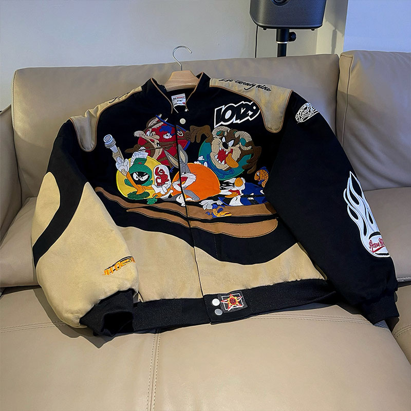 Cartoon Print Varsity Jacket