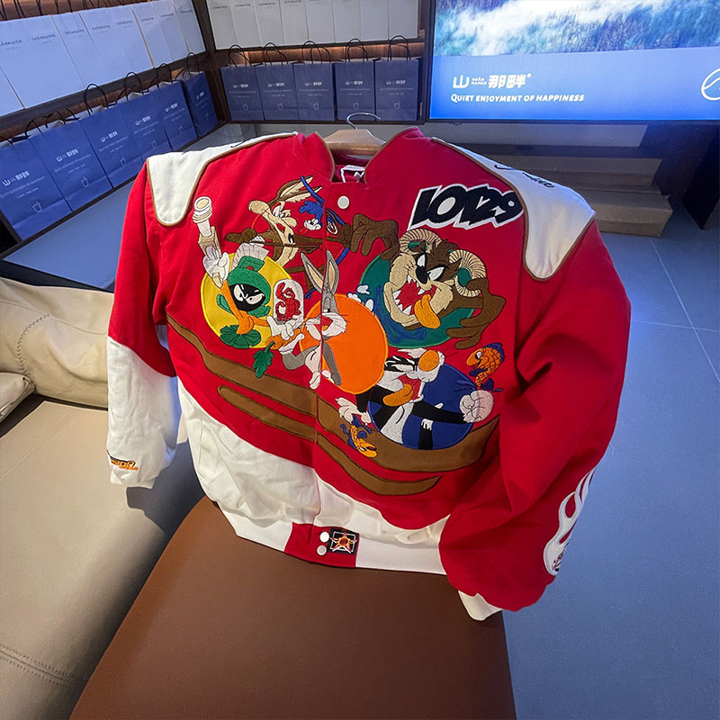 Cartoon Print Varsity Jacket