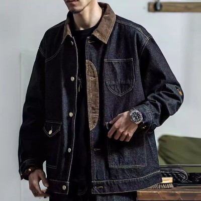 Vintage Denim Corduroy Patchwork Denim Jacket