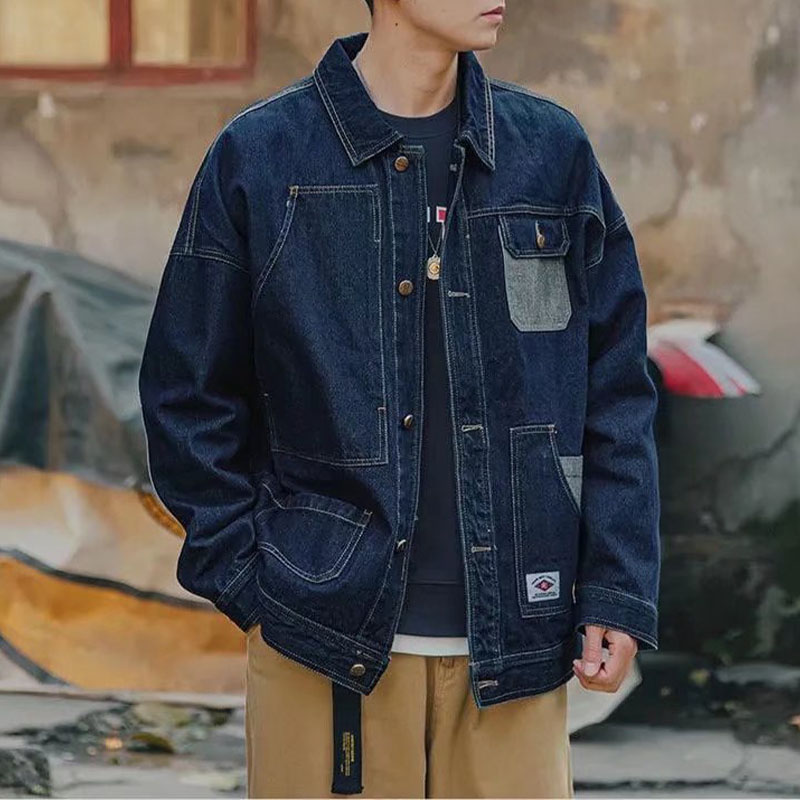 Vintage Denim Corduroy Patchwork Denim Jacket