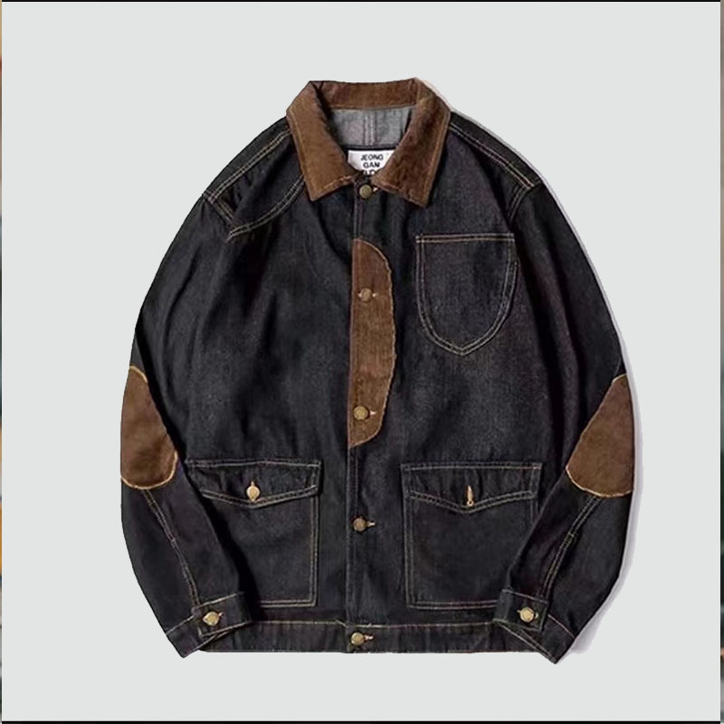 Vintage Denim Corduroy Patchwork Denim Jacket