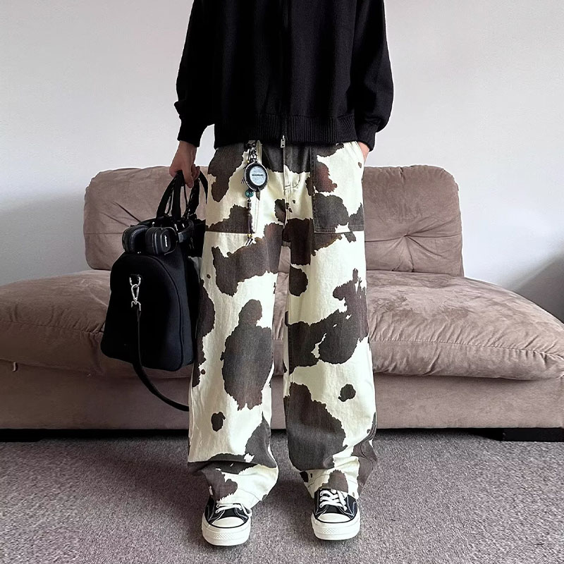 Cow Pattern Tie-Dye Camo Jeans