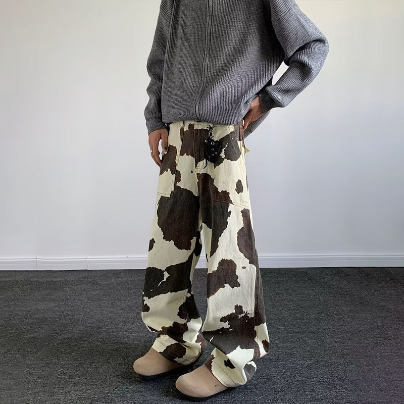 Cow Pattern Tie-Dye Camo Jeans