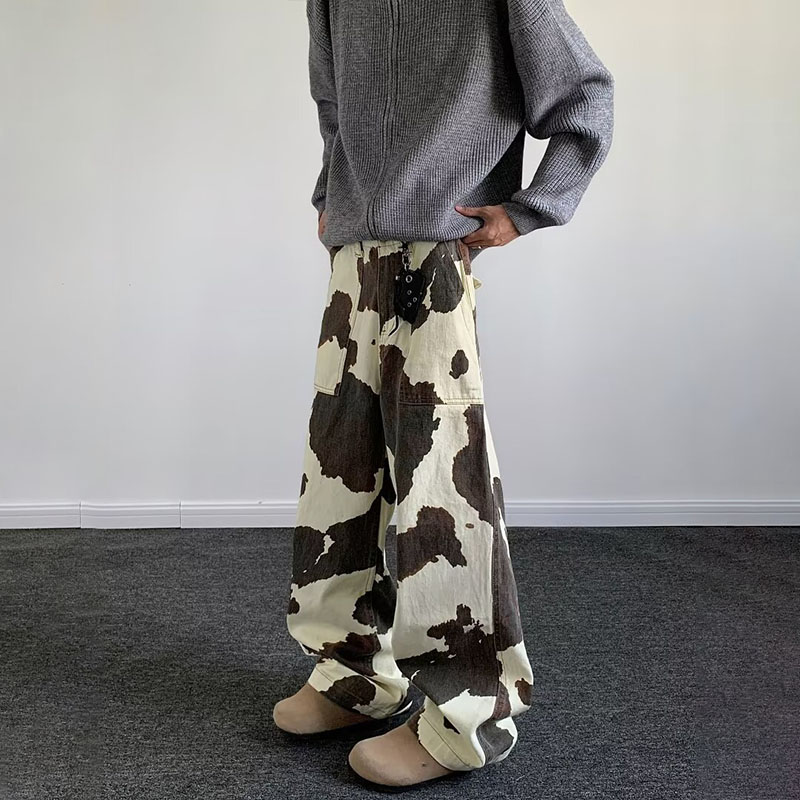 Cow Pattern Tie-Dye Camo Jeans