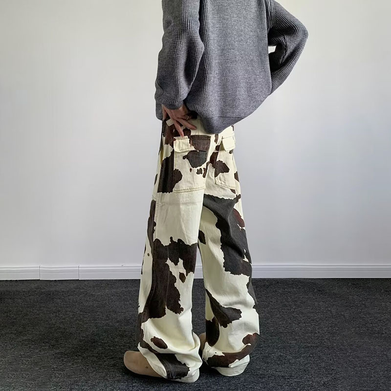 Cow Pattern Tie-Dye Camo Jeans