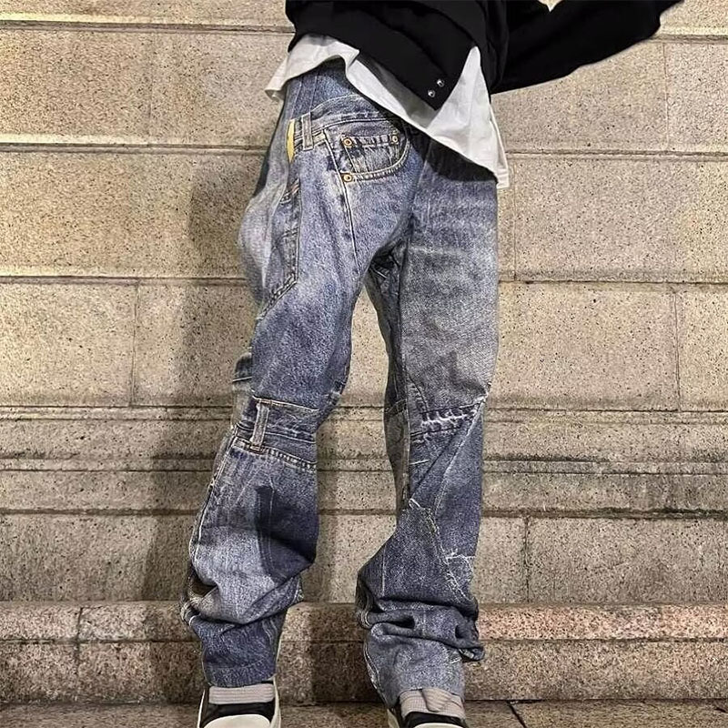 Vintage Deconstructed Patchwork Jeans