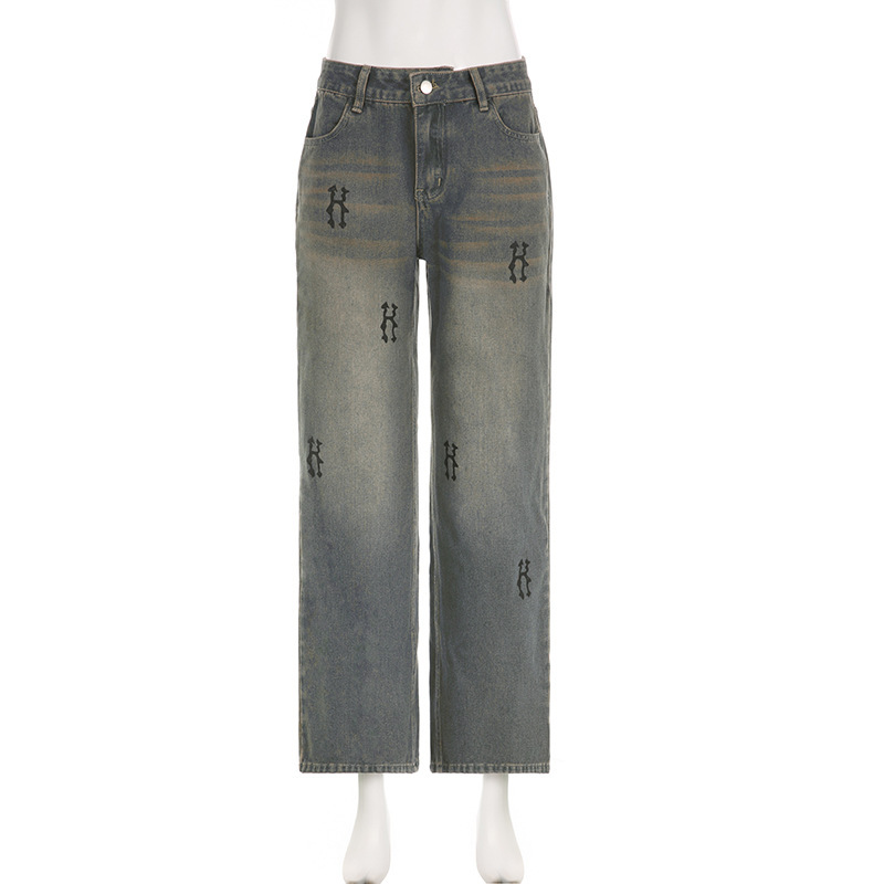 Vintage Wash Printed Jeans