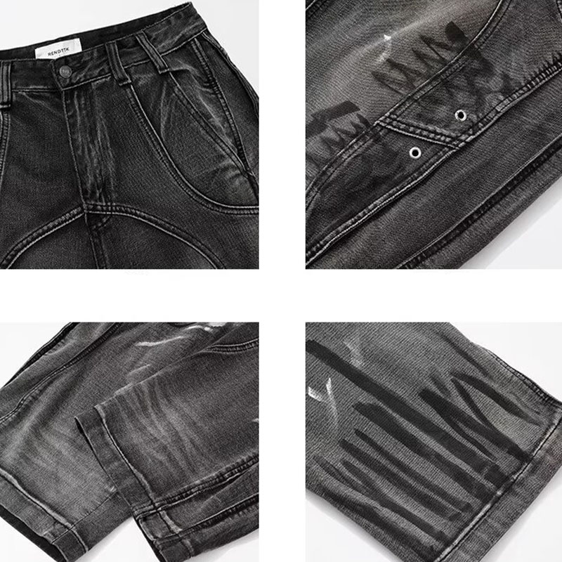 Vintage Aged Deconstructed Patchwork Jeans