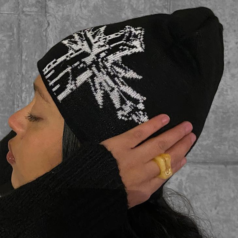 Gothic Print Knit Hat