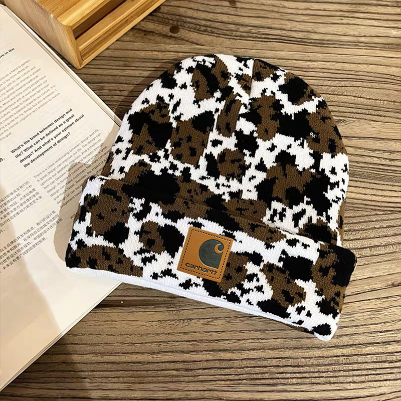 Vintage Cow Print Wool Hat