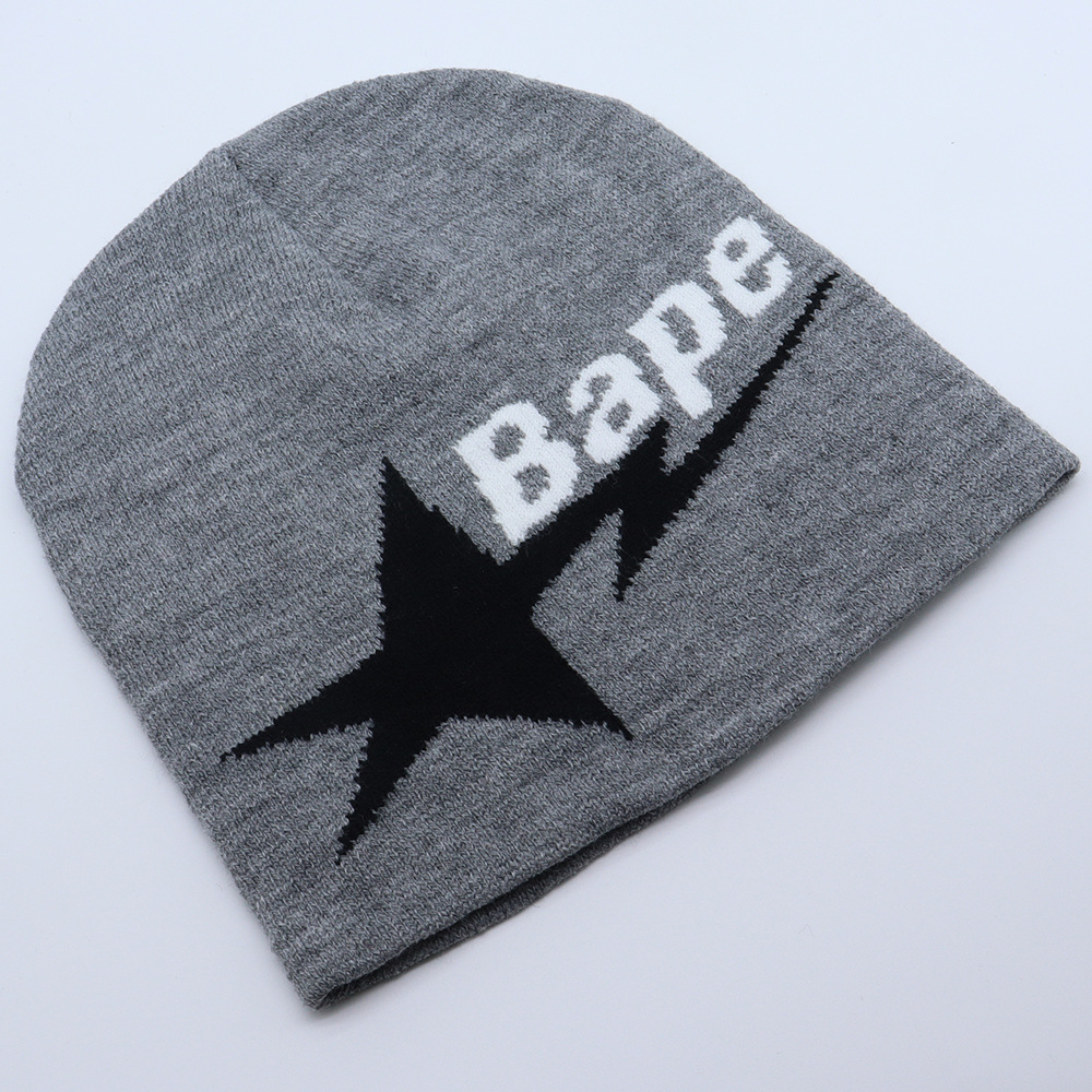 Star Letter Jacquard Knit Cap