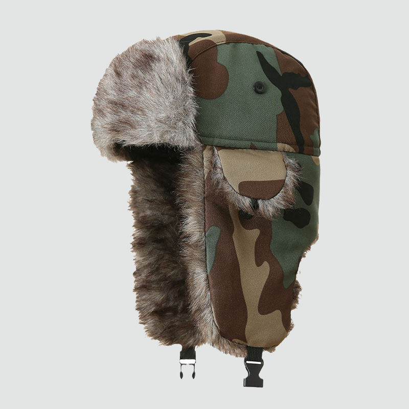 Camouflage Thickened Plush Ear Protection Hat